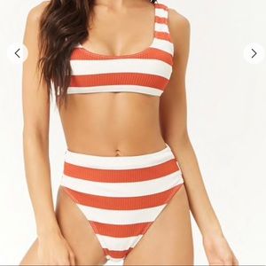 Forever 21 Ribbed Striped Bikini Small